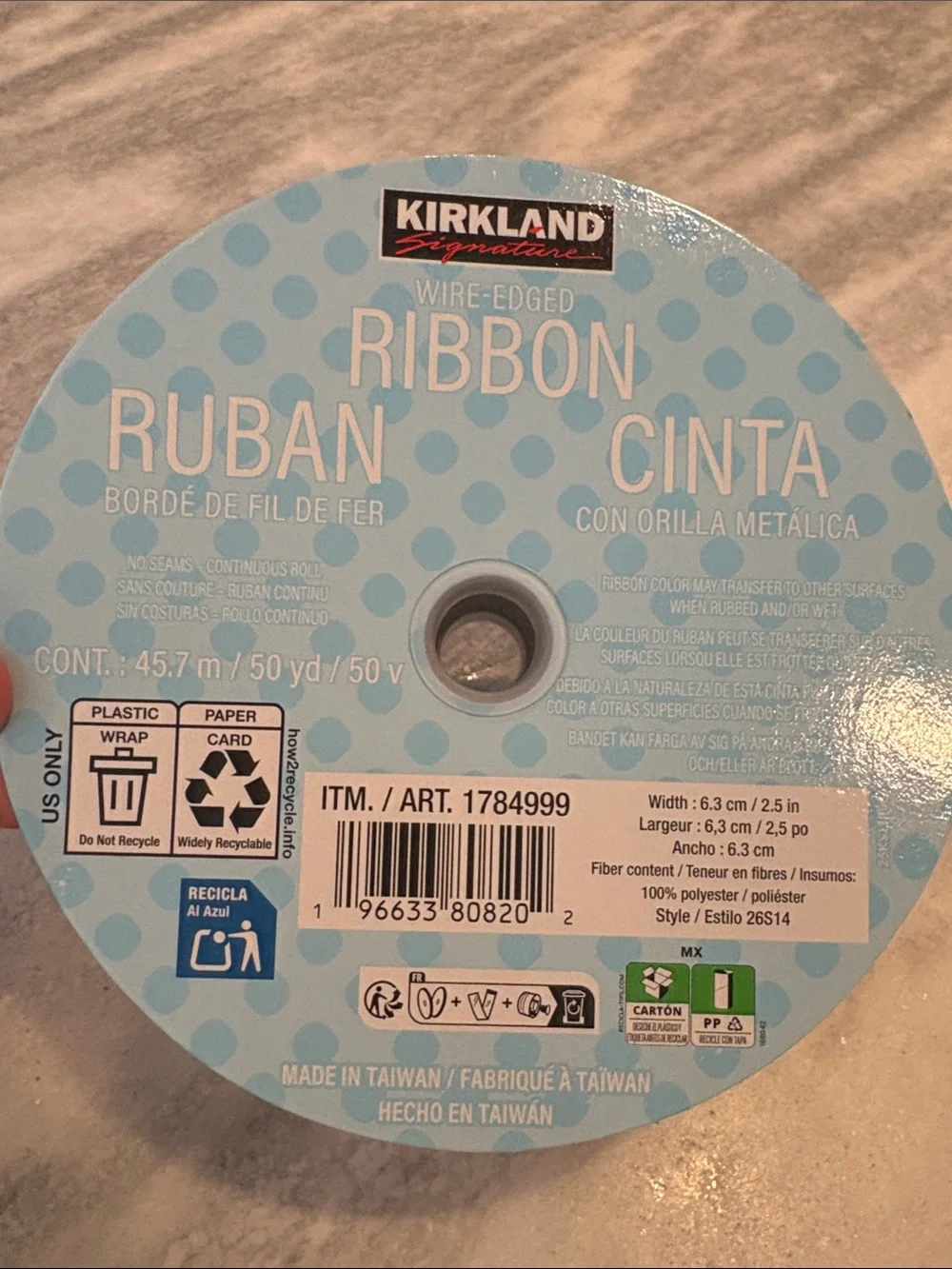 Kirkland Signature Wire-Edged birthday Candle Ribbon - 2.5 inches and 50 yards